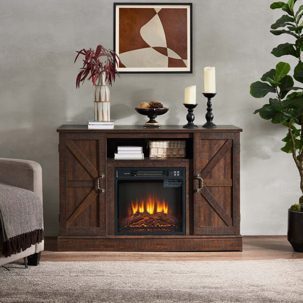 Gracie Oaks Franklim 47'' W Storage Credenza with Electric Fireplace